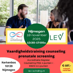 Nijmegen - Kerkenbos 10139, 19 november 2025 13:30u-17:00u | Vaardigheidstraining Counseling Prenatale Screening