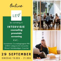 Online Intervisie Counseling Prenatale Screening | 29 september 2026 - 19.00-21.00u